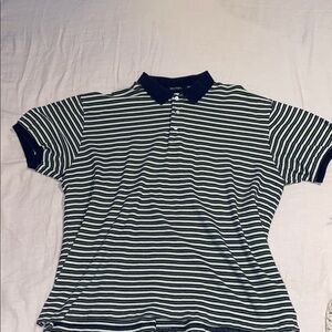 Nautica Navy and White Striped Polo